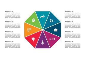 cercle éléments de graphique, diagramme avec 8 pas, choix, les pièces ou processus. modèle pour infographie, présentation. vecteur