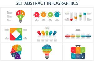 ensemble abstrait éléments de graphique, diagramme avec pas, choix, les pièces ou processus. modèle pour infographie, présentation. vecteur