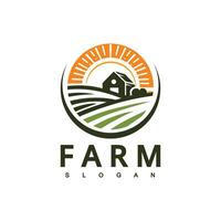 ferme logo. modèle avec ferme paysage. étiquette pour Naturel ferme des produits. vecteur