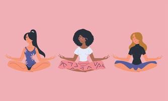 femmes pratiquant la méditation vecteur