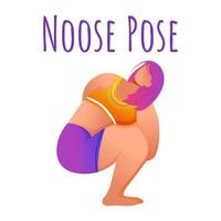 Noose pose une maquette de publication sur les réseaux sociaux. posture pasasana. femme caucasienne faisant du yoga. modèle de conception de bannière Web. booster de médias sociaux, mise en page du contenu. affiche, carte imprimable avec illustrations plates vecteur