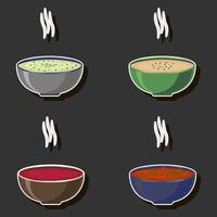 illustration sur thème gros ensemble divers les types magnifique savoureux comestible chaud fait maison soupes vecteur