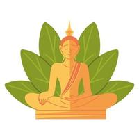 bouddha avec des feuilles vecteur