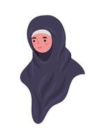 Visage de femme avec hijab sur fond blanc vecteur