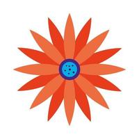 Fleur avec icône de couleur orange sur fond blanc vecteur