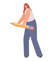 femme portant un crayon vecteur