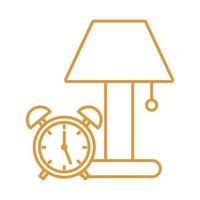 conception de vecteur d'icône de style de ligne d'horloge et de lampe