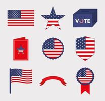 usa et vote icon set vector design