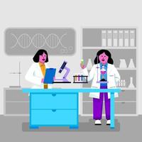 deux femmes scientifiques en laboratoire vecteur
