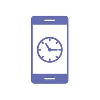 horloge dans la ligne de smartphone et la conception de vecteur d'icône de style de remplissage