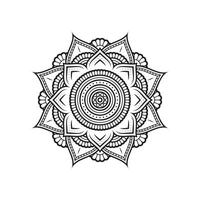 éthéré dessin de lotus mandala lineart dans noir et blanc monochrome vecteur