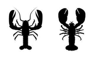 deux silhouettes de grand homards vecteur