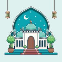 vecteur illustration de mosquée dans plat conception style. Ramadan Karim.
