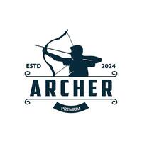 archer logo vecteur silhouette guerrier tir à l'arc Facile conception arc et La Flèche modèle illustration