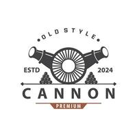 canon logo, élégant Facile conception rétro ancien style, guerre artillerie vecteur, illustration symbole icône vecteur