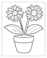 fleur coloration pages pour enfants, fleur illustration vecteur