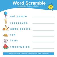 mot brouiller feuille de travail. Achevée le des lettres dans Anglais. des gamins éducatif jeu. imprimable feuille de travail pour préscolaire. l'écriture entraine toi vecteur