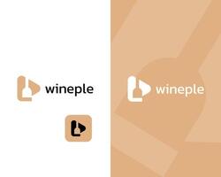 du vin bouteille avec joueur app icône logo conception vecteur conception
