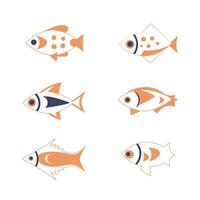 collection de coloré mignonne mer des poissons. Icônes dans dessin animé style pour enfants, vecteur isolé plus de blanc Contexte.