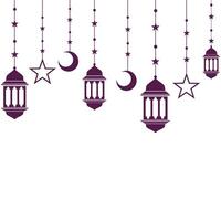 plat Ramadan lanterne décoration. islamique lampe avec étoile et croissant lune pour eid mubarak vecteur