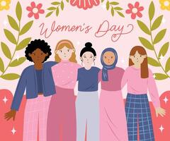 international aux femmes journée Mars 8 fille Puissance bannière affiche ensemble illustration vecteur