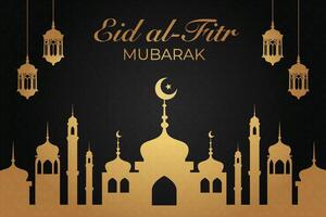 luxueux eid al fitr, ramadhan vacances décoration salutation carte vecteur