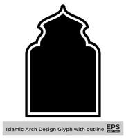 islamique cambre conception glyphe avec contour noir rempli silhouettes conception pictogramme symbole visuel illustration vecteur