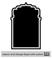 islamique cambre conception glyphe avec contour noir rempli silhouettes conception pictogramme symbole visuel illustration vecteur