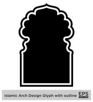 islamique cambre conception glyphe avec contour noir rempli silhouettes conception pictogramme symbole visuel illustration vecteur