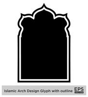 islamique cambre conception glyphe avec contour noir rempli silhouettes conception pictogramme symbole visuel illustration vecteur