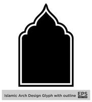 islamique cambre conception glyphe avec contour noir rempli silhouettes conception pictogramme symbole visuel illustration vecteur