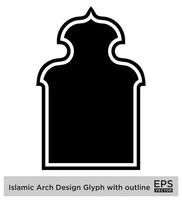 islamique cambre conception glyphe avec contour noir rempli silhouettes conception pictogramme symbole visuel illustration vecteur