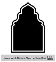 islamique cambre conception glyphe avec contour noir rempli silhouettes conception pictogramme symbole visuel illustration vecteur