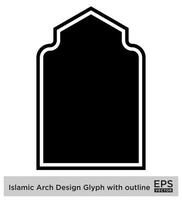 islamique cambre conception glyphe avec contour noir rempli silhouettes conception pictogramme symbole visuel illustration vecteur