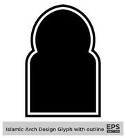 islamique cambre conception glyphe avec contour noir rempli silhouettes conception pictogramme symbole visuel illustration vecteur