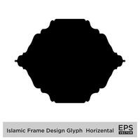 islamique Cadre conception glyphe horizontal noir rempli silhouettes conception pictogramme symbole visuel illustration vecteur