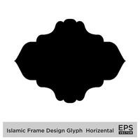 islamique Cadre conception glyphe horizontal noir rempli silhouettes conception pictogramme symbole visuel illustration vecteur