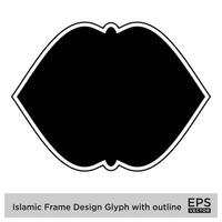 islamique Cadre conception glyphe avec contour noir rempli silhouettes conception pictogramme symbole visuel illustration vecteur