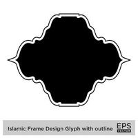 islamique Cadre conception glyphe avec contour noir rempli silhouettes conception pictogramme symbole visuel illustration vecteur