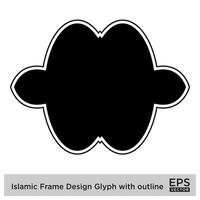 islamique Cadre conception glyphe avec contour noir rempli silhouettes conception pictogramme symbole visuel illustration vecteur