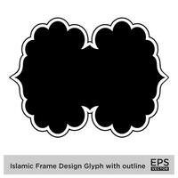 islamique Cadre conception glyphe avec contour noir rempli silhouettes conception pictogramme symbole visuel illustration vecteur