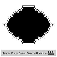 islamique Cadre conception glyphe avec contour noir rempli silhouettes conception pictogramme symbole visuel illustration vecteur