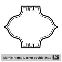 islamique Cadre conception double lignes noir accident vasculaire cérébral silhouettes conception pictogramme symbole visuel illustration vecteur