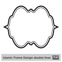 islamique Cadre conception double lignes noir accident vasculaire cérébral silhouettes conception pictogramme symbole visuel illustration vecteur