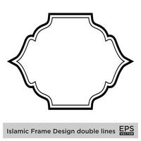 islamique Cadre conception double lignes noir accident vasculaire cérébral silhouettes conception pictogramme symbole visuel illustration vecteur