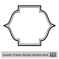 islamique Cadre conception double lignes noir accident vasculaire cérébral silhouettes conception pictogramme symbole visuel illustration vecteur