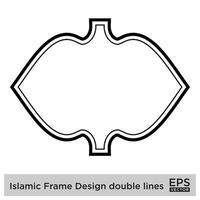 islamique Cadre conception double lignes noir accident vasculaire cérébral silhouettes conception pictogramme symbole visuel illustration vecteur