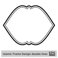 islamique Cadre conception double lignes noir accident vasculaire cérébral silhouettes conception pictogramme symbole visuel illustration vecteur