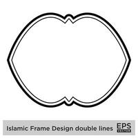 islamique Cadre conception double lignes noir accident vasculaire cérébral silhouettes conception pictogramme symbole visuel illustration vecteur