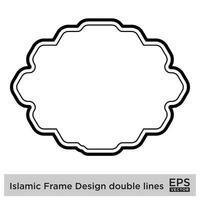 islamique Cadre conception double lignes noir accident vasculaire cérébral silhouettes conception pictogramme symbole visuel illustration vecteur